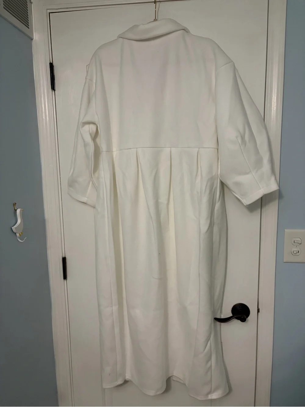 Women's White Double-Breasted Long Trench Coat